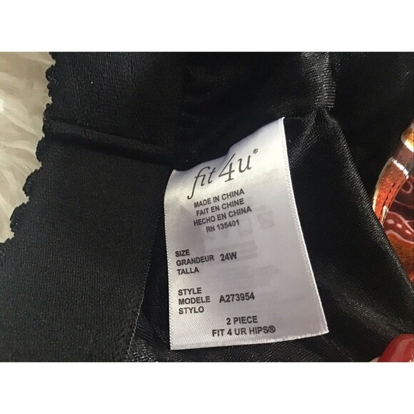 Fit 4 You Orange Tropical Bathing Suit Tankini Top 24W Built In Bra 3 Tier - Picture 8 of 8